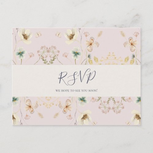 Spring Wildflower Blush Menu Choice RSVP Postcard