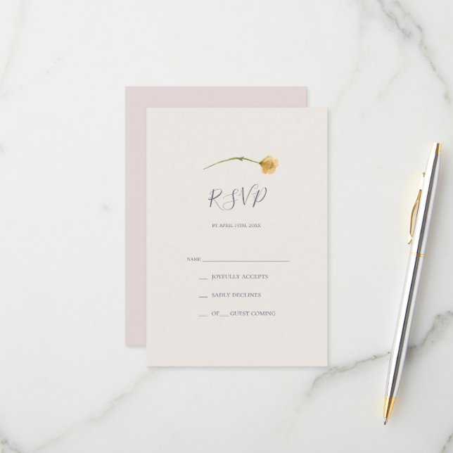 Spring Wildflower | Blush RSVP Card (Front/Back In Situ)