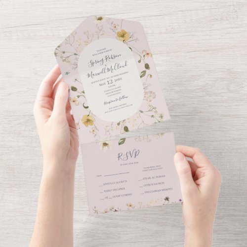 Spring Wildflower  Blush Seal And Send All In One Invitation