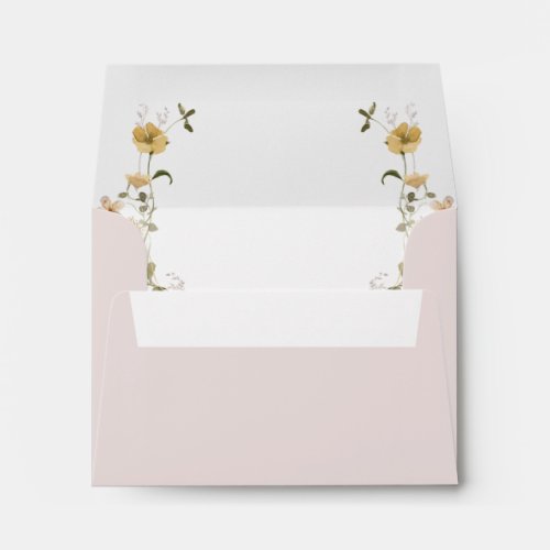 Spring Wildflower  Blush Self Addressed RSVP Envelope