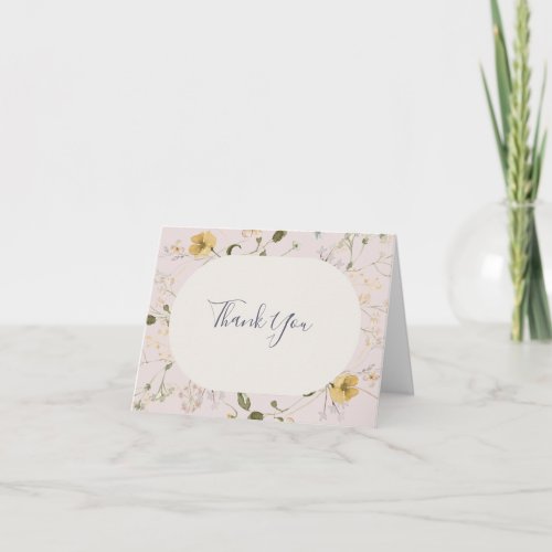 Spring Wildflower  Blush Thank You Card