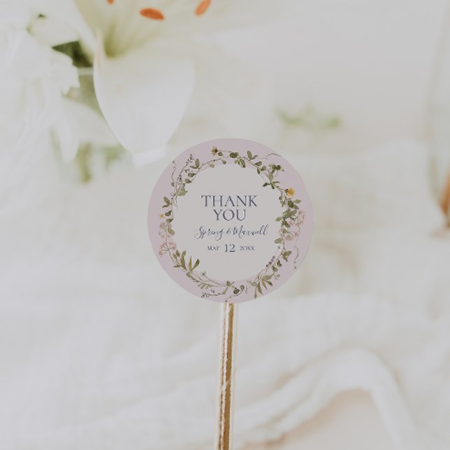 Spring Wildflower | Blush Thank You Favor Sticker (Creator Uploaded)