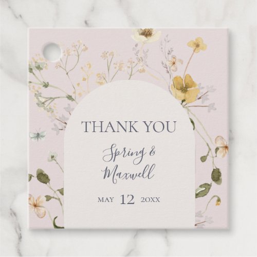 Spring Wildflower  Blush Thank You Favor Tags