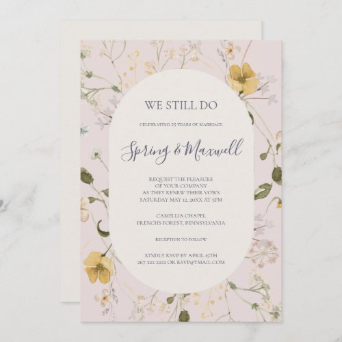 Spring Wildflower  Blush We Still Do Vow Renewal Invitation