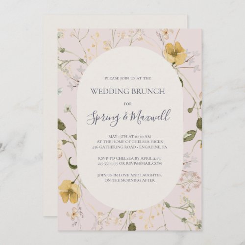 Spring Wildflower  Blush Wedding Brunch Invitation