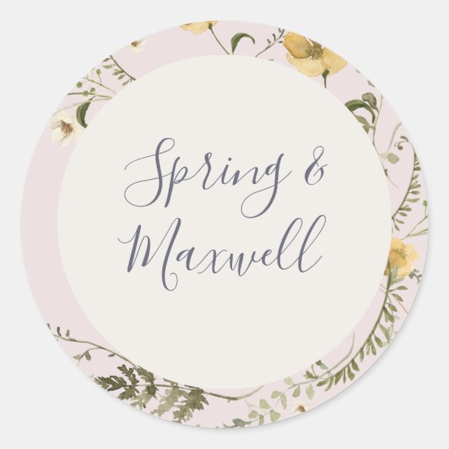 Spring Wildflower | Blush Wedding Envelope Seals (Front)