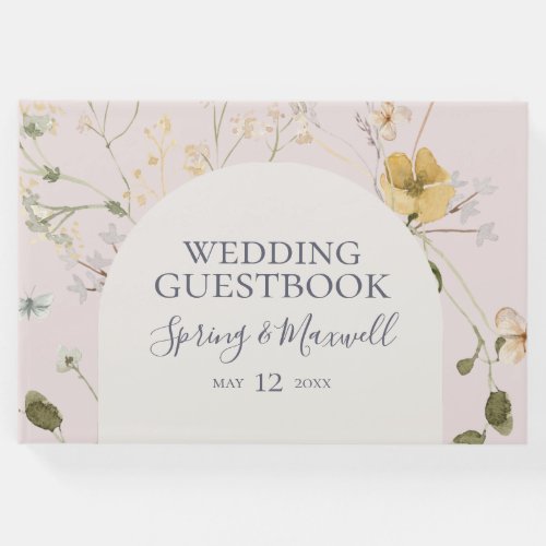 Spring Wildflower  blush Wedding Guest Book