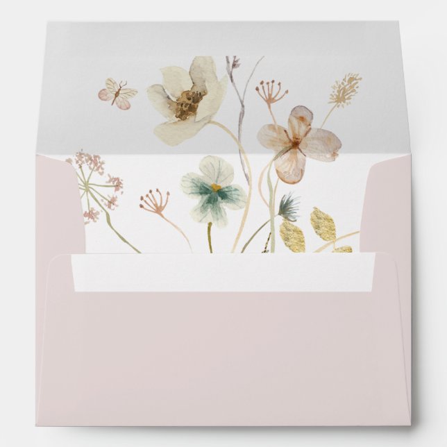 Spring Wildflower | Blush Wedding Invitation Envelope (Back (Bottom))