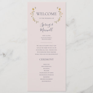 Spring Wildflower Blush Wedding Program