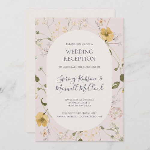Spring Wildflower  Blush Wedding Reception Invitation
