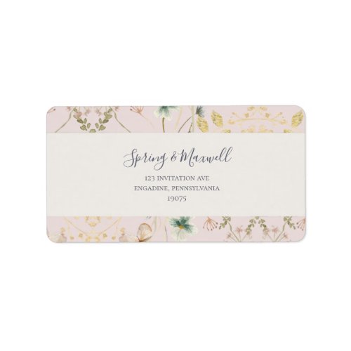 Spring Wildflower  Blush Wedding RSVP Address Label