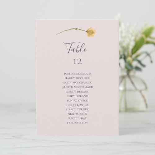 Spring Wildflower BlushTable Number Seating Chart