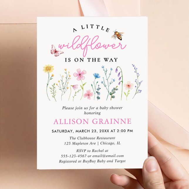 Spring Wildflower Boho Floral Girl Baby Shower Invitation (Creator Uploaded)
