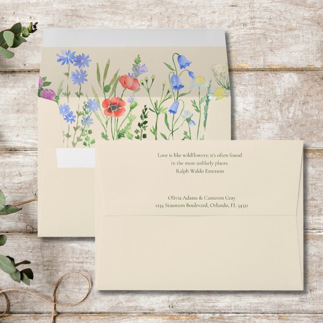 Spring Wildflower Boho Garden Wedding Invitation Envelope (Spring Wildflower Boho Garden Wedding Invitation Envelope)