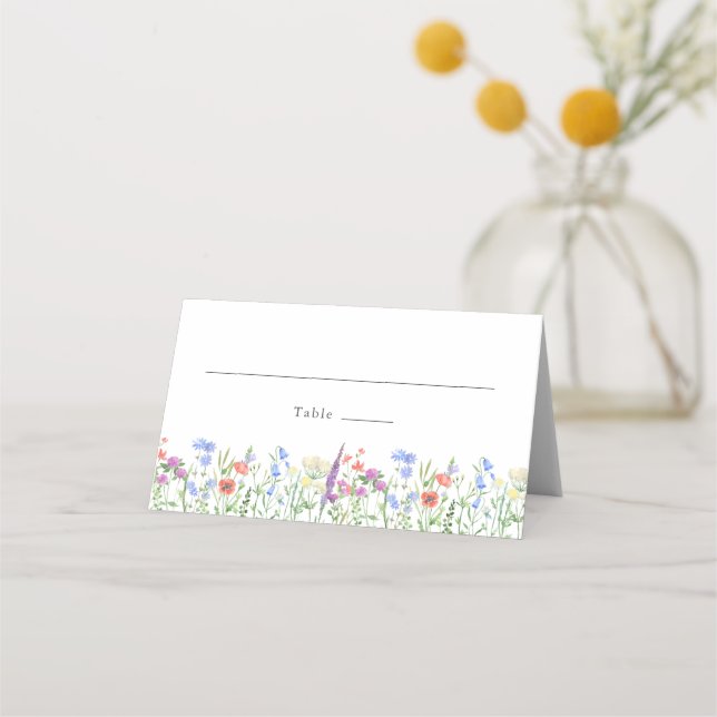 Spring Wildflower Boho Garden Wedding Place Card (Front)