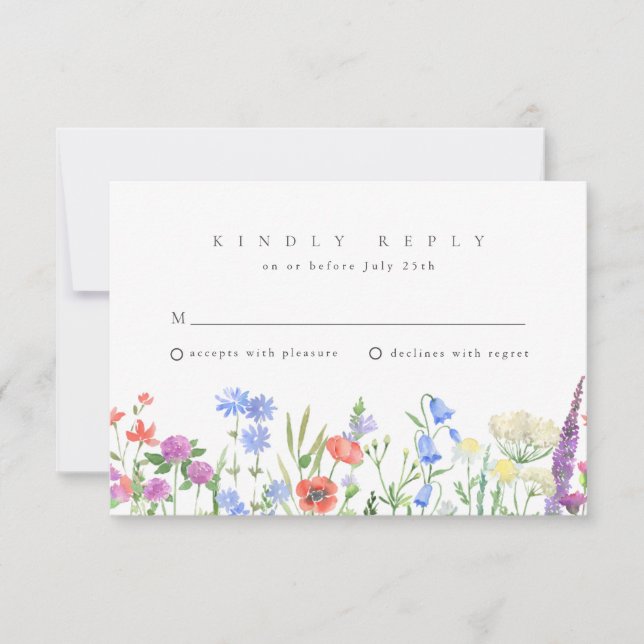 Spring Wildflower Boho Garden Wedding RSVP  Card (Front)