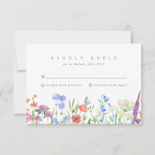 Spring Wildflower Boho Garden Wedding RSVP  Card