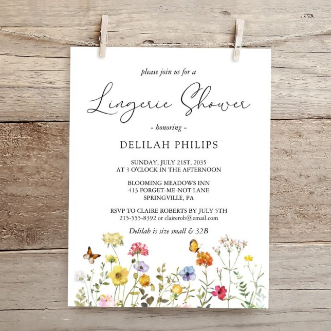 Spring Wildflower Botanical Bridal Lingerie Shower Invitation (Creator Uploaded)