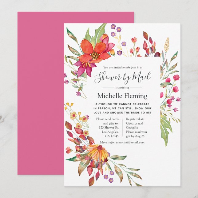 Spring Wildflower Bridal or Baby Shower by Mail Invitation (Front/Back)