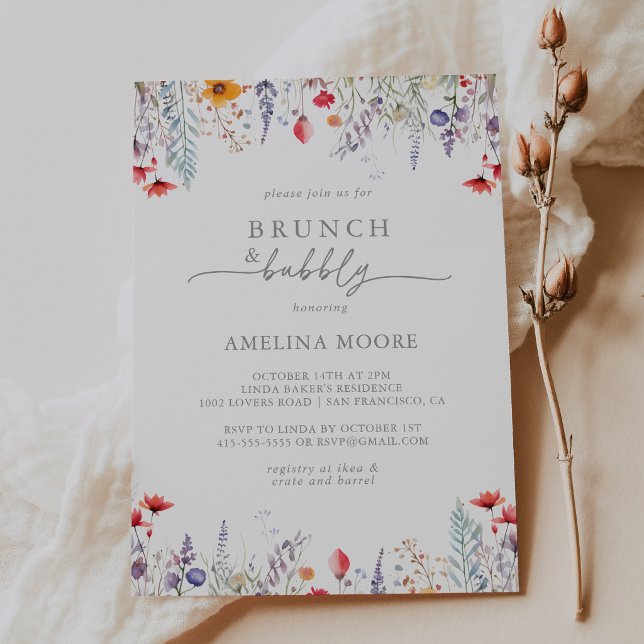 Spring Wildflower Brunch and Bubbly Bridal Shower Invitation (Creator Uploaded)