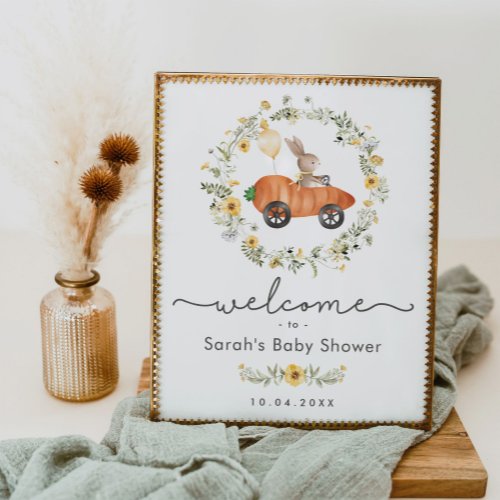 Spring Wildflower Bunny Baby Shower Welcome Sign