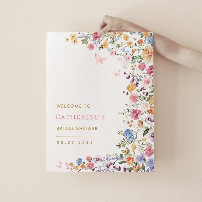 Spring Wildflower Butterfly Bridal Shower Welcome Poster (Creator Uploaded)