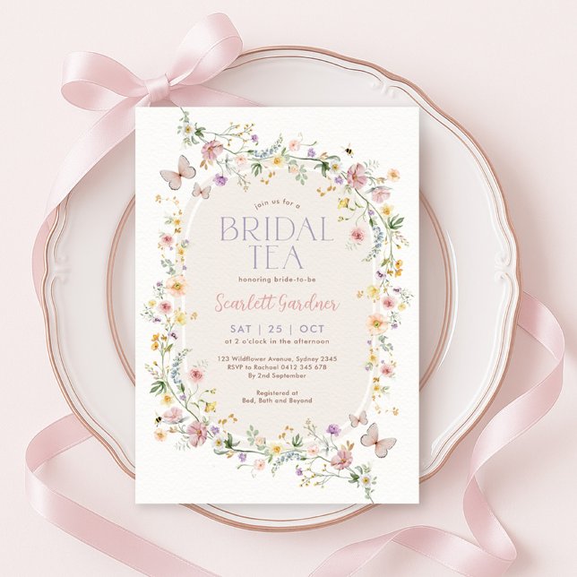 Spring Wildflower Butterfly Bridal Tea Invitation (Creator Uploaded)