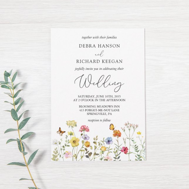 Spring Wildflower Colorful Boho Botanical Wedding Invitation (Creator Uploaded)