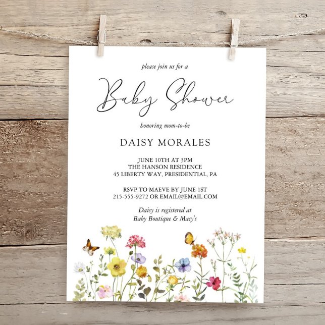 Spring Wildflower Colorful Botanical Baby Shower Invitation (Creator Uploaded)