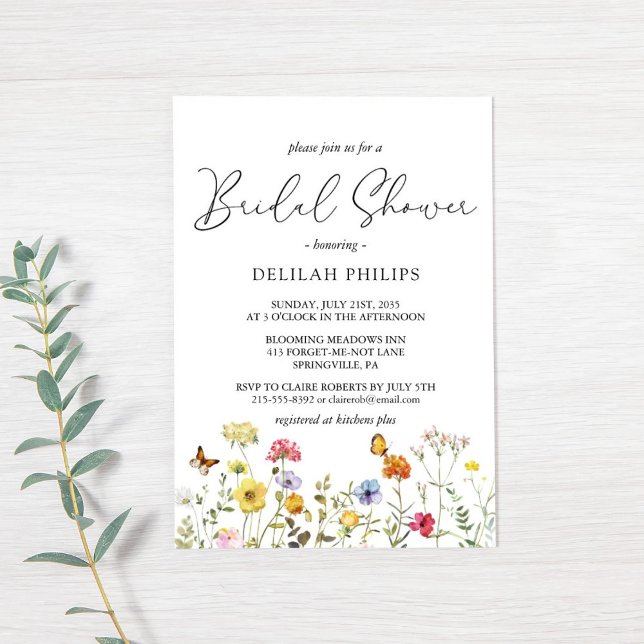 Spring Wildflower Colorful Botanical Bridal Shower Invitation (Creator Uploaded)
