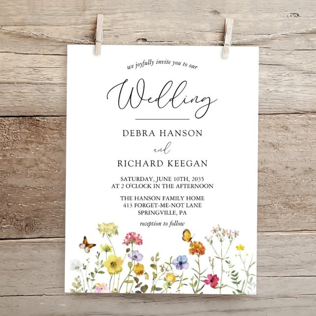 Spring Wildflower Colorful Botanical Wedding Invitation (Creator Uploaded)