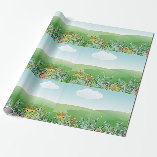 Spring Wildflower Craft or Wrapping Paper (Unrolled)