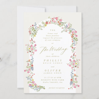 Spring wildflower delicate pretty garden wedding invitation