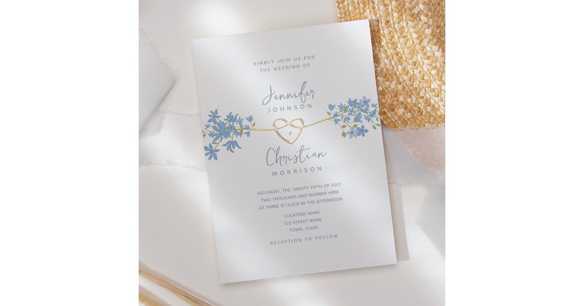 Blue Spring Invitations Spring Wildflower Dusty Blue Wedding Invitation | Zazzle