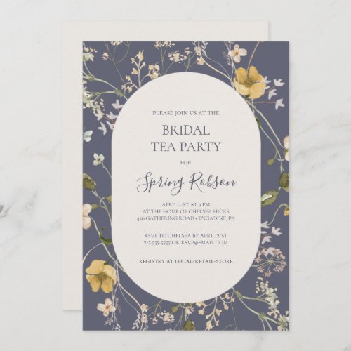 Spring Wildflower  Dusty Purple Bridal Tea Party Invitation