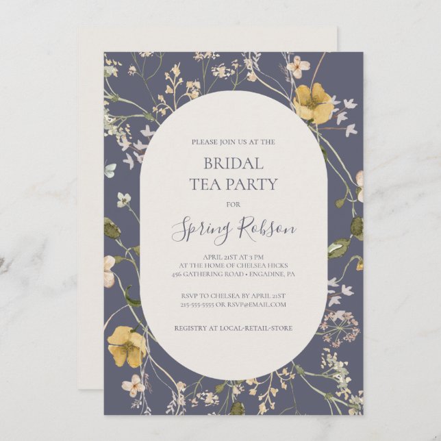 Spring Wildflower | Dusty Purple Bridal Tea Party Invitation (Front/Back)