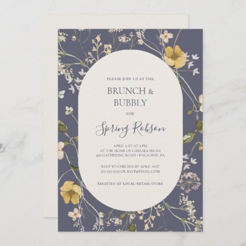 Spring Wildflower  Dusty Purple Brunch and Bubbly Invitation