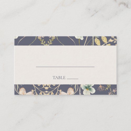 Spring Wildflower  Dusty Purple Flat Wedding Place Card