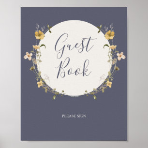 Spring Wildflower   Dusty Purple Guest Book Sign