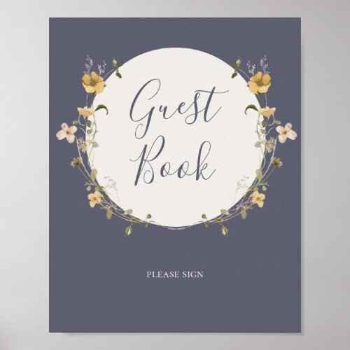 Spring Wildflower  Dusty Purple Guest Book Sign
