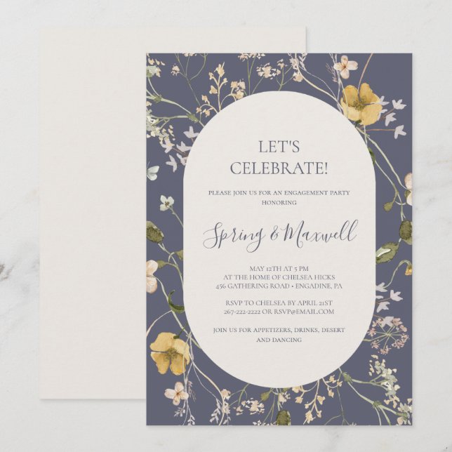 Spring Wildflower | Dusty Purple Let's Celebrate I Invitation (Front/Back)
