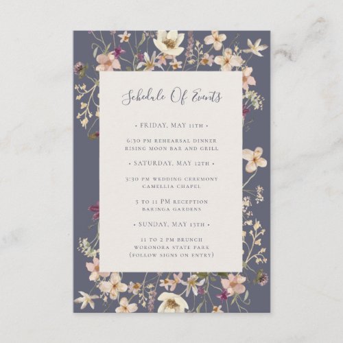 Spring Wildflower Dusty Purple Schedule of Events Enclosure Card