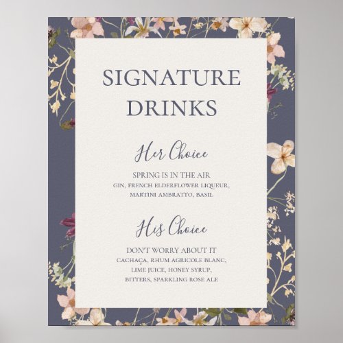 Spring Wildflower  Dusty Purple Signature Drinks Poster