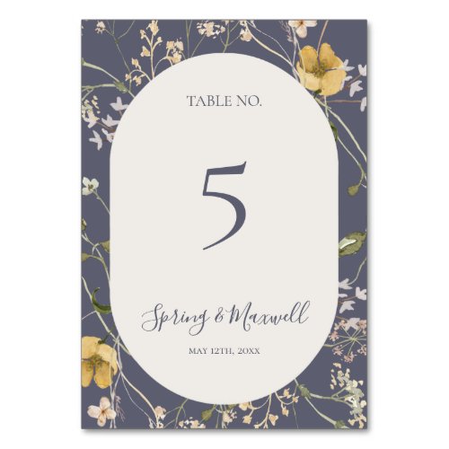 Spring Wildflower  Dusty Purple Table Number