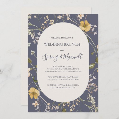 Spring Wildflower  Dusty Purple Wedding Brunch Invitation