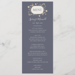Spring Wildflower Dusty Purple Wedding Dinner Menu