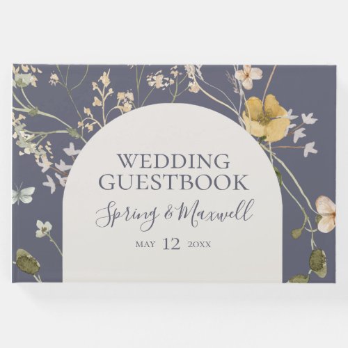 Spring Wildflower  Dusty Purple Wedding Guest Boo Guest Book