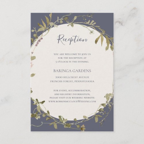 Spring Wildflower  Dusty Purple Wedding Reception Enclosure Card