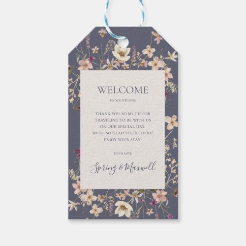 Spring Wildflower  Dusty Purple Wedding Welcome Gift Tags