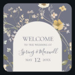 Spring Wildflower | Dusty Purple Wedding Welcome Square Sticker<br><div class="desc">This spring wildflower | dusty purple wedding welcome square sticker is perfect for your rustic vintage boho wedding. The design features colorful, elegant minimalist pastel watercolor wild flowers. It reminds the viewer of a classic simple bohemian summer garden meadow. A highlight of the design is how the floral and the...</div>
